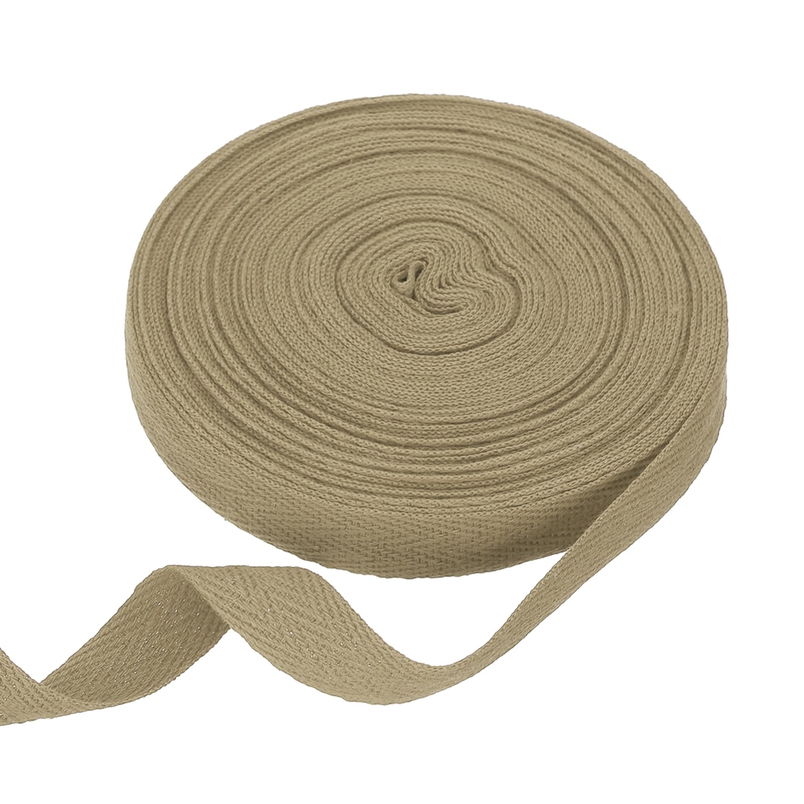 sourcing map Cotton Twill Tape Ribbon 15mm x 10 Meters Herringbone Webbing Tape Roll Bias Binding Tape for DIY Crafts Sewing Gift Wrapping, Khaki