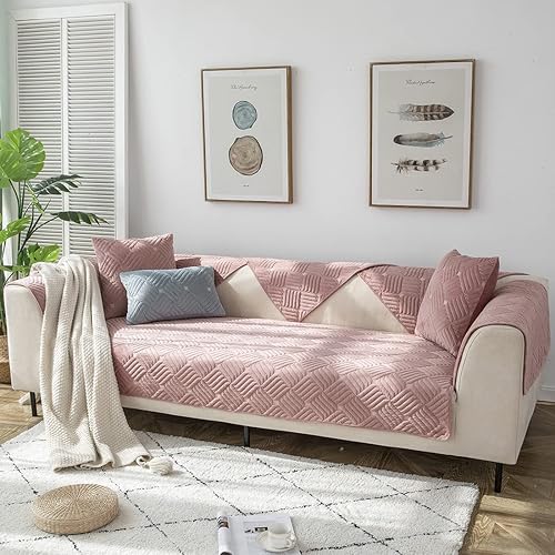 Miniatura 2 de vctops Fundas de sofá de felpa suave y cálida, con patrón de tejido antideslizante, fundas para sofá seccional, funda para sofá para perros, gatos y