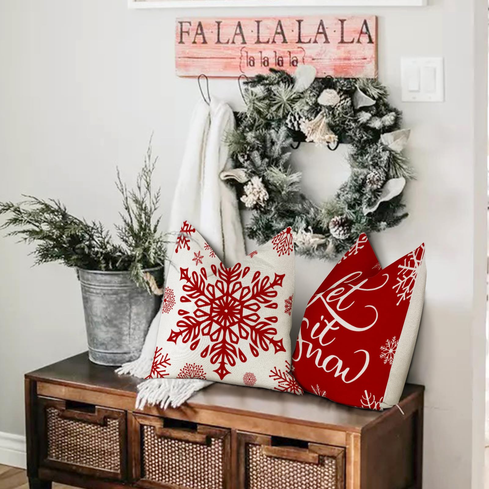 Petit Coussin De Noël Père Noël - Velours à L'avant, 9x9 Pouces, Fermeture Zip
