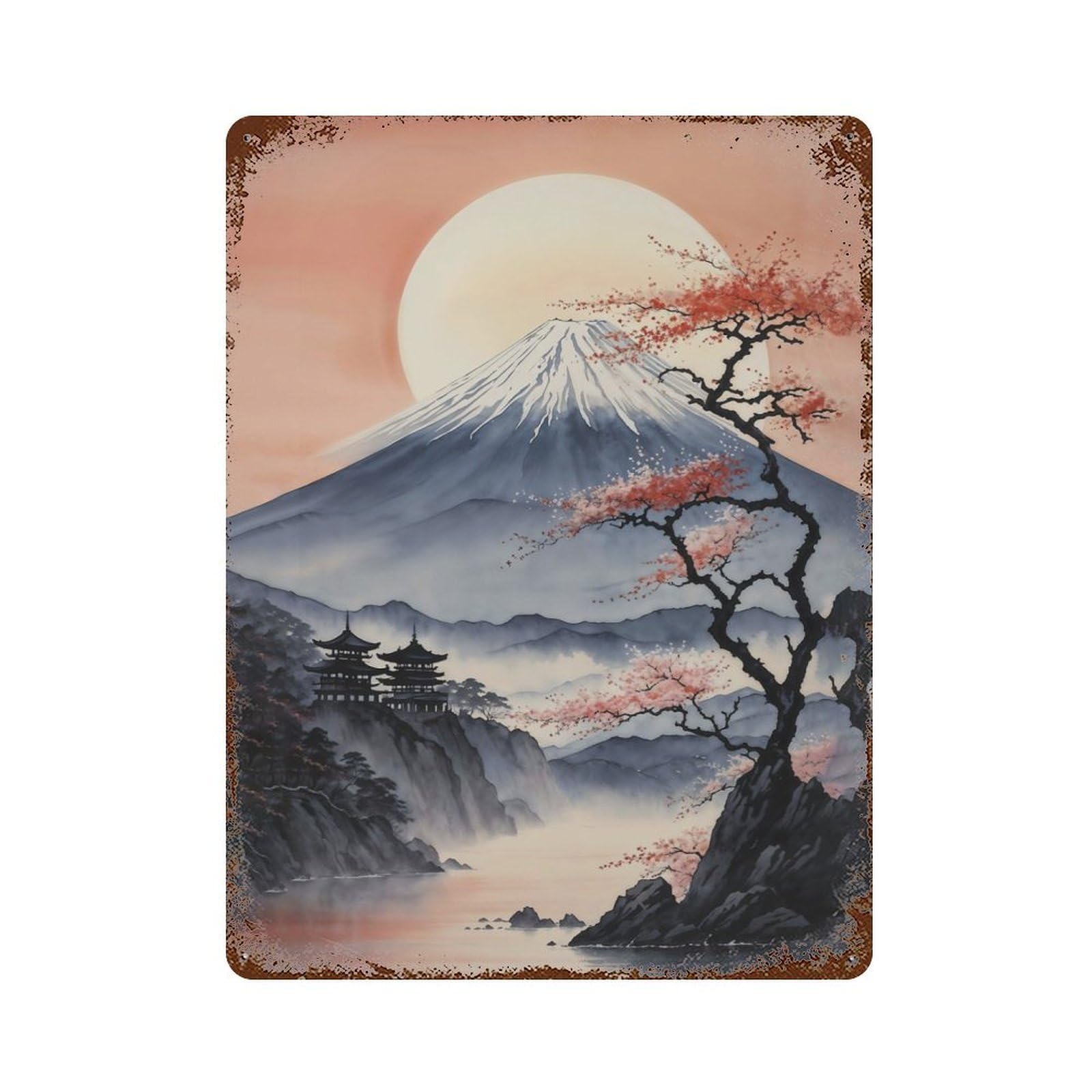 Blossoming Beauty by Fuji Rustic Tin Plaque 15.7"x11.8", Ideal for Shed, Workshop And Garage Wall Decor