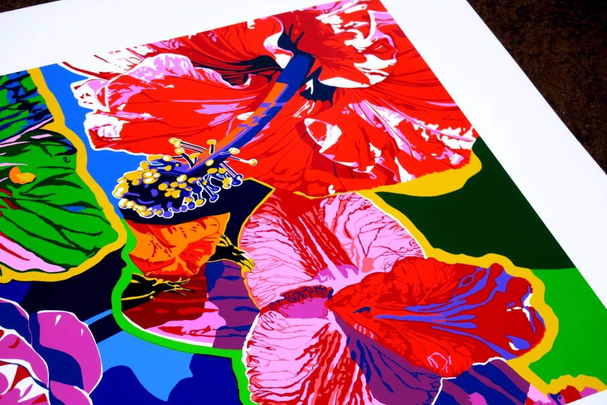 ヒロヤマガタのシルクスクリーン ハイビスカス 