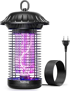 Buzbug LED Insektenvernichter elektrisch innen & außen, bis zu 50.000 Std., Dual-Band-Anziehung, 1,7 m Netzkabel, Hochspannung Fliegenfalle elektrisch & Mückenlampe, Insektenlampe, MO-008C