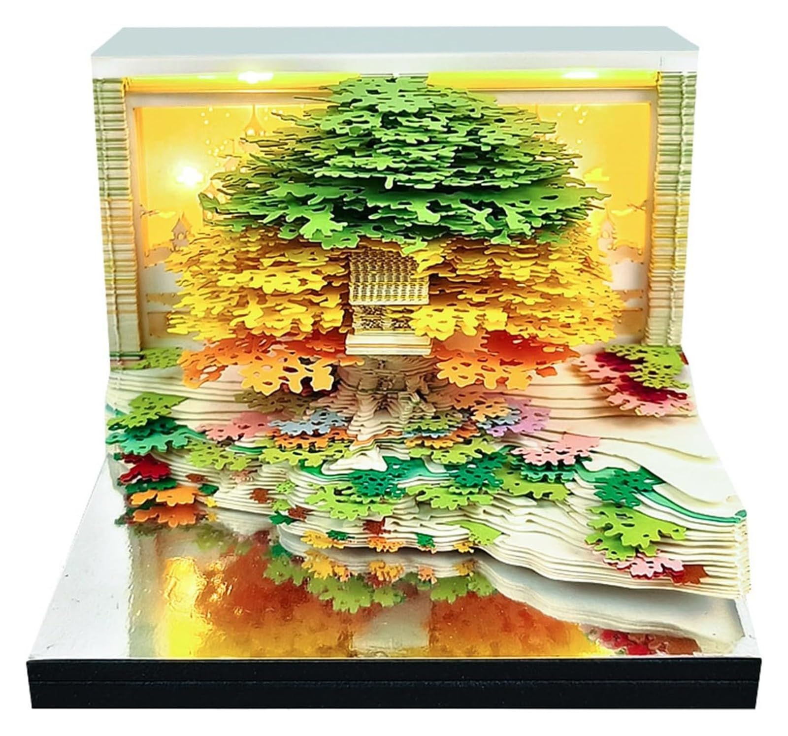 3D Calendar 2026 Unique Paper Sculpture Calendar For Desk Decor Paper Sculpture Tree House With Lights Design(A)