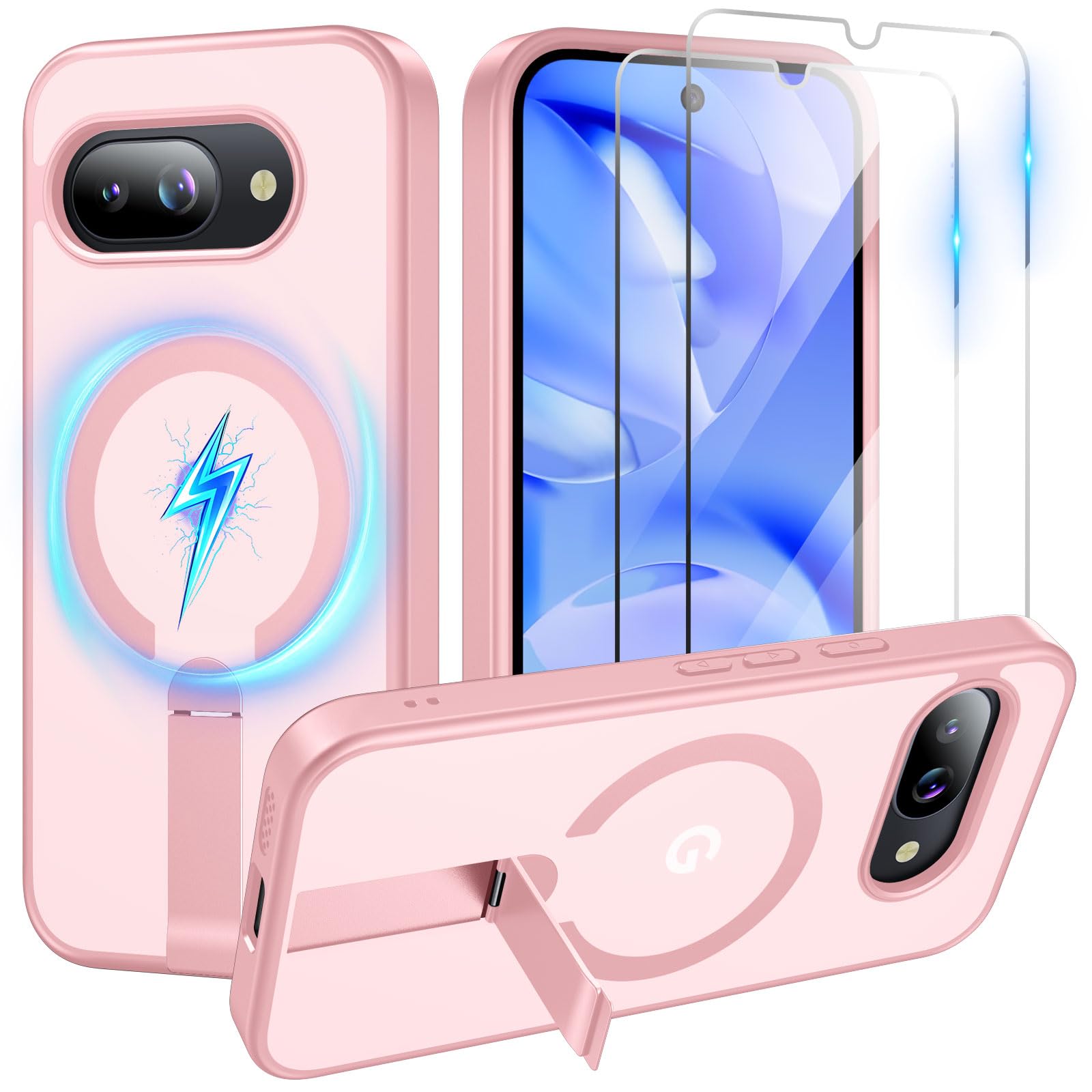 Coque Google Pixel 9A rose avec béquille pour regarder vos séries partout - 8