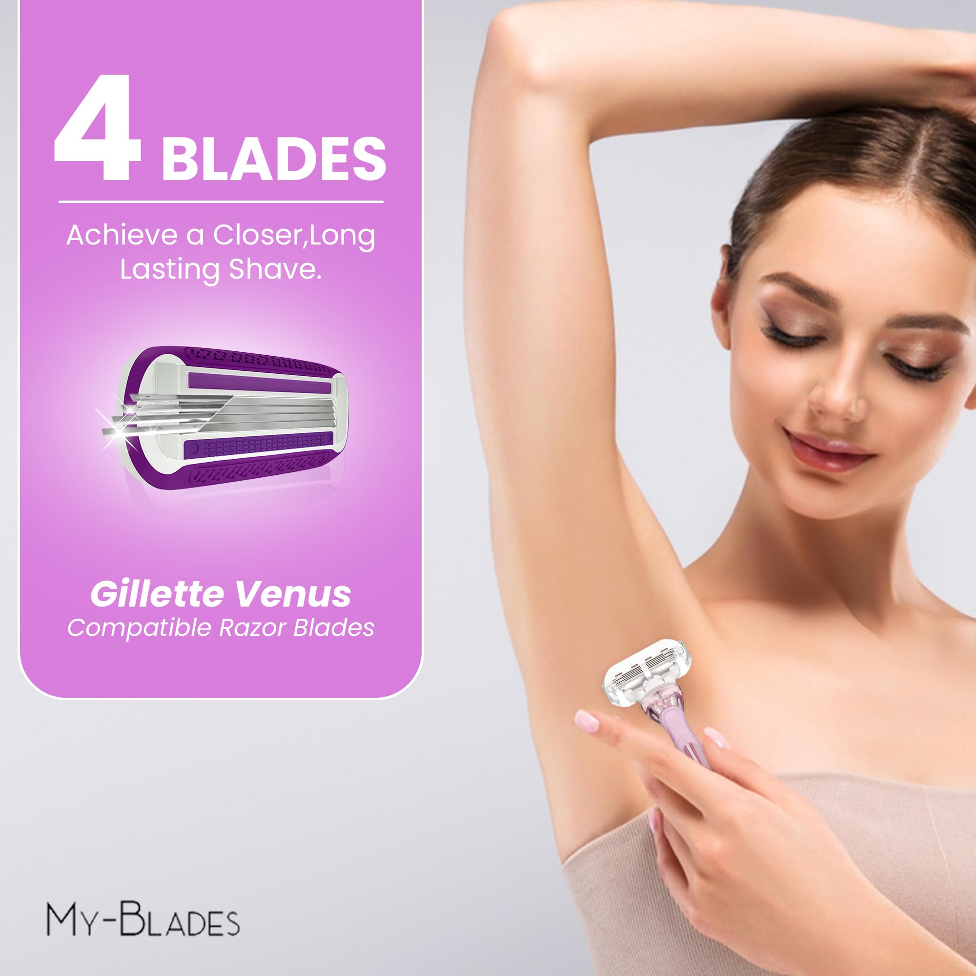 Rasierklingen kompatibel mit Gillette Venus, Plastikneutral Swirl und Smooth, 12 Ersatzklingen Damen mit 4-fach Klinge