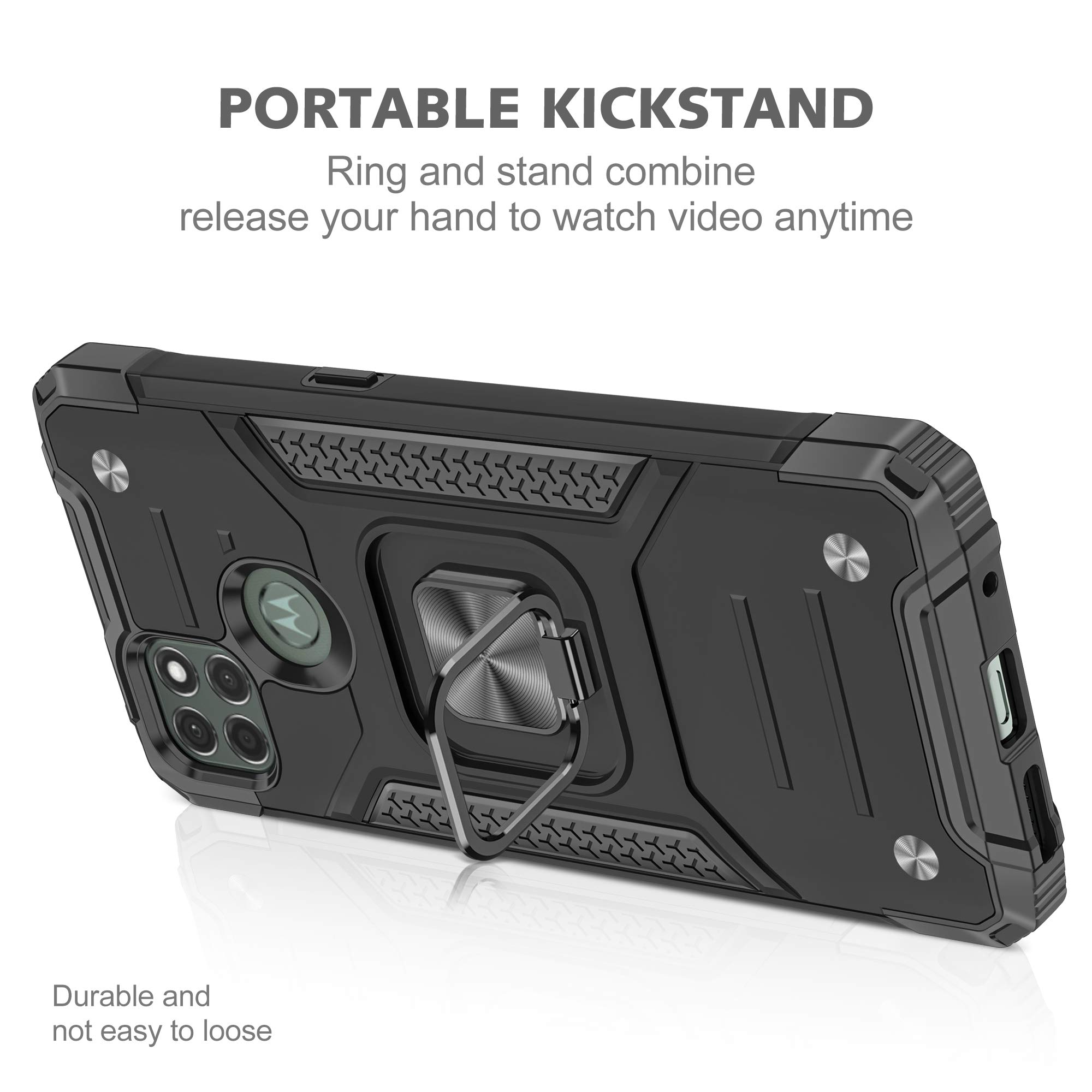 Jierich Coque Pour Motorola Moto G9 Power Housse,Doux TPU Et PC 2 En 1 Hybride Armour Back Housse Etui Rigide Anti-Choc Protection Case Pour Motorola Moto G9 Power-Noir