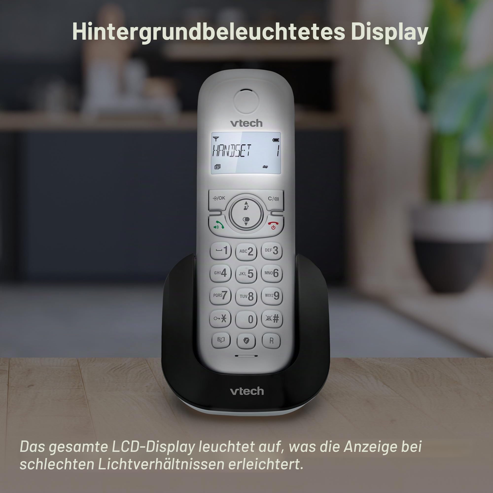 (Französische Fassung) VTech CS1501 Schnurloses DECT-Telefon mit Zwei Mobilteilen, Anrufsperre, Anruferkennung/Anklopfen, Freisprecheinrichtung, beleuchtetem Display und beleuchteter Tastatur