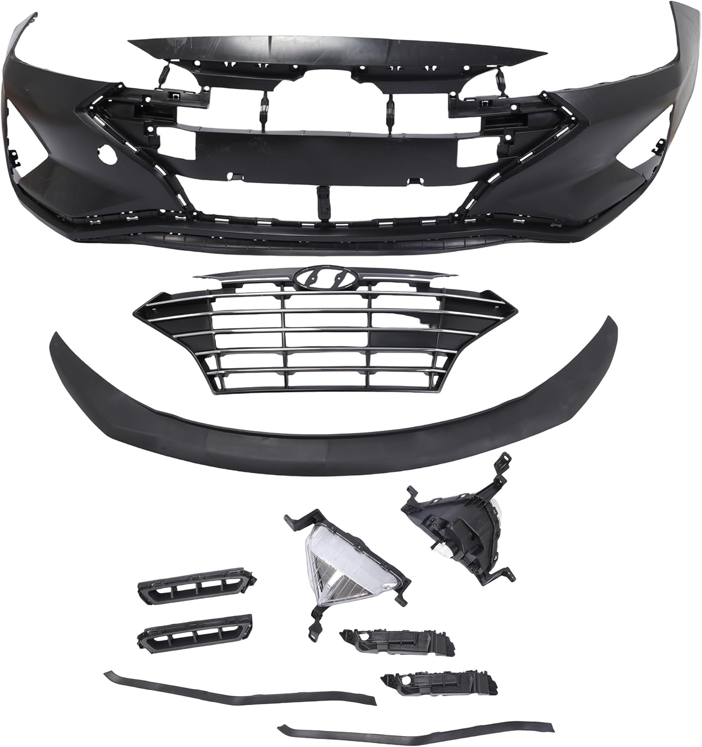 Front Bumper Cover Compatible with 2019-2020 Hyundai Elantra New Front Bumper Cover of Accessory Replacement OEM 86511-F3500 86511-F2AA0 6513-F3500 86514-F3500