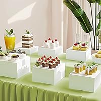 Vista 2 de 6 Piezas Elevadores de Buffet, Elevadores de Alimentos para Mesa de Buffet, Elevadores de Exhibición de Cubos Acrílicos con Parte Inferior Hueca