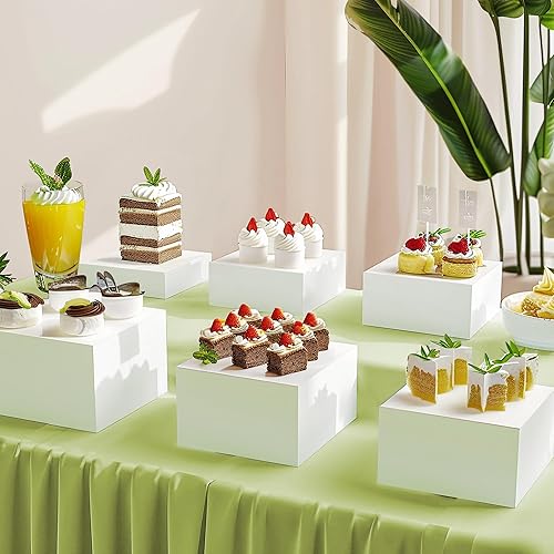 Miniatura 2 de 6 elevadores de buffet, elevadores de alimentos para mesa de bufé, elevadores de exhibición de cubos acrílicos con parte inferior hueca, soporte