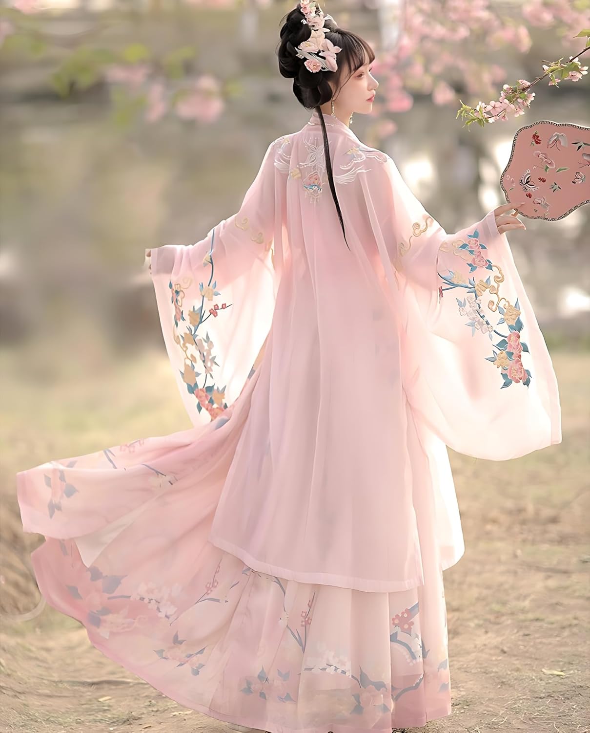 Chinese Traditional Clothing Embroidery Ancient Large Sleeve Shirt Women's Performance Hanfu Dresses