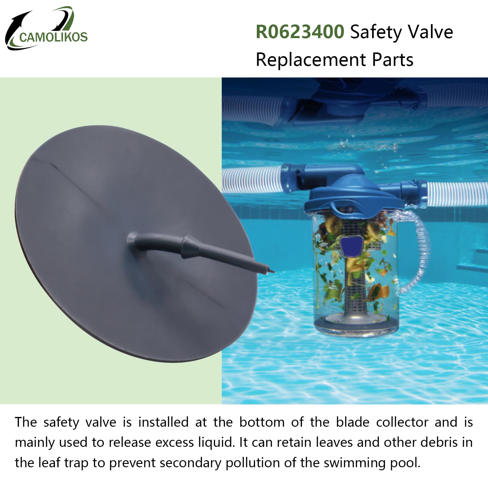 Paquete de 2 válvulas de alivio R0623400 para atrapador de hojas ciclónico para piscina, pieza de repuesto para piscina