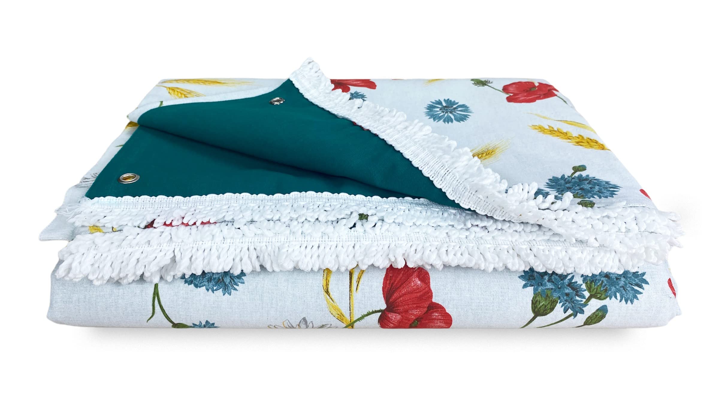 Tende per Esterno - Tende da Sole per Esterno CON ANELLI | Tenda da Giardino, Veranda, Gazebo, Portico | Ganci per Applicazione | Resistente e Lavabile, Cotone 100% Durevole, Stampa Papaveri - 150x300
