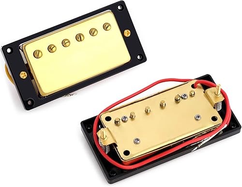 Miniatura 5 de Metallor Humbucker Pastillas de doble bobina para cuello y puente compatible con piezas de guitarra eléctrica estilo LP, color dorado.