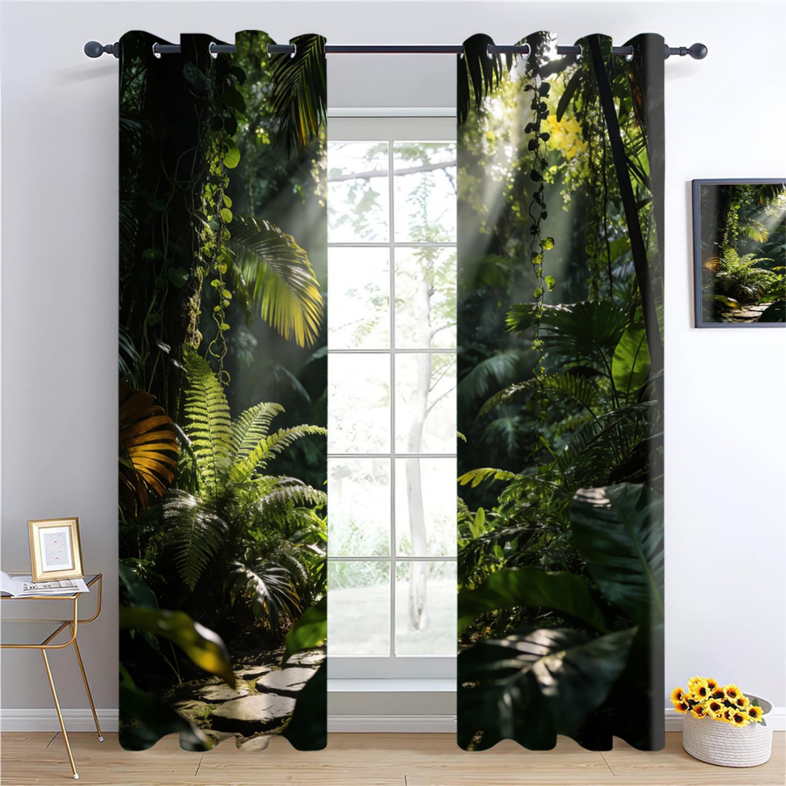 Rideaux occultants plantes vertes isolants pour obscurcir la chambre à coucher