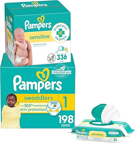 Miniatura 10 de Pampers Swaddlers - Pañales desechables para bebé, talla 8, suministro de un mes (76 unidades) con toallitas sensibles a base de agua, 6 paquetes