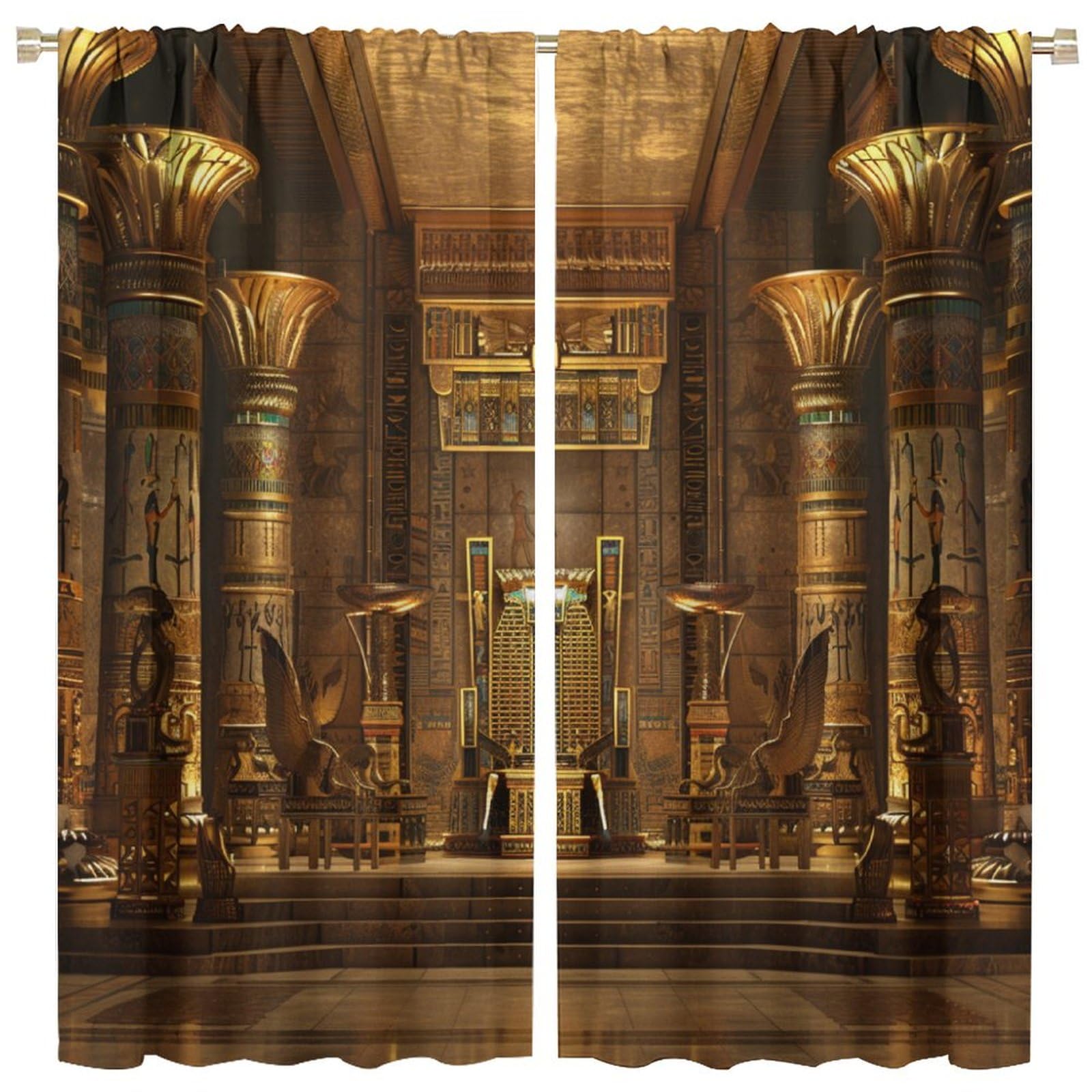TOWINSFB Egyptian Building Golden Blackout Curtains for Bedroom Living Room, Glam Architecture Medieval Thermal Insulated Room Darkening Curtain- 2