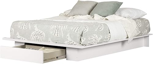 South Shore 54"60pulgadas Holland Plataforma cama con cajón, Madera, Blanco puro