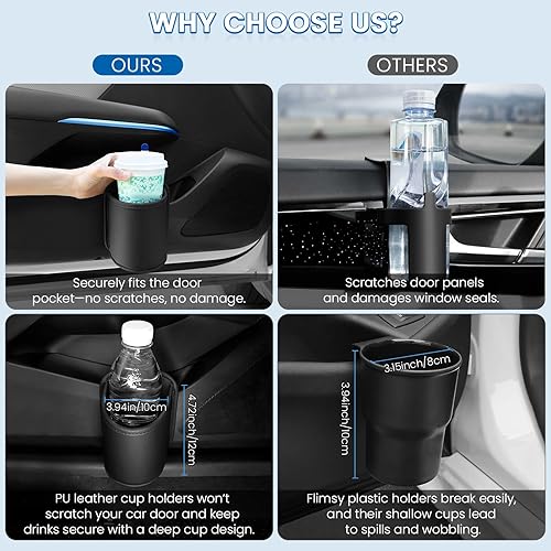 Miniatura 2 de 1797 Portavasos grande para puerta de automóvil, clip en el bolsillo trasero del asiento trasero, para botellas de agua, bebidas, organizador de