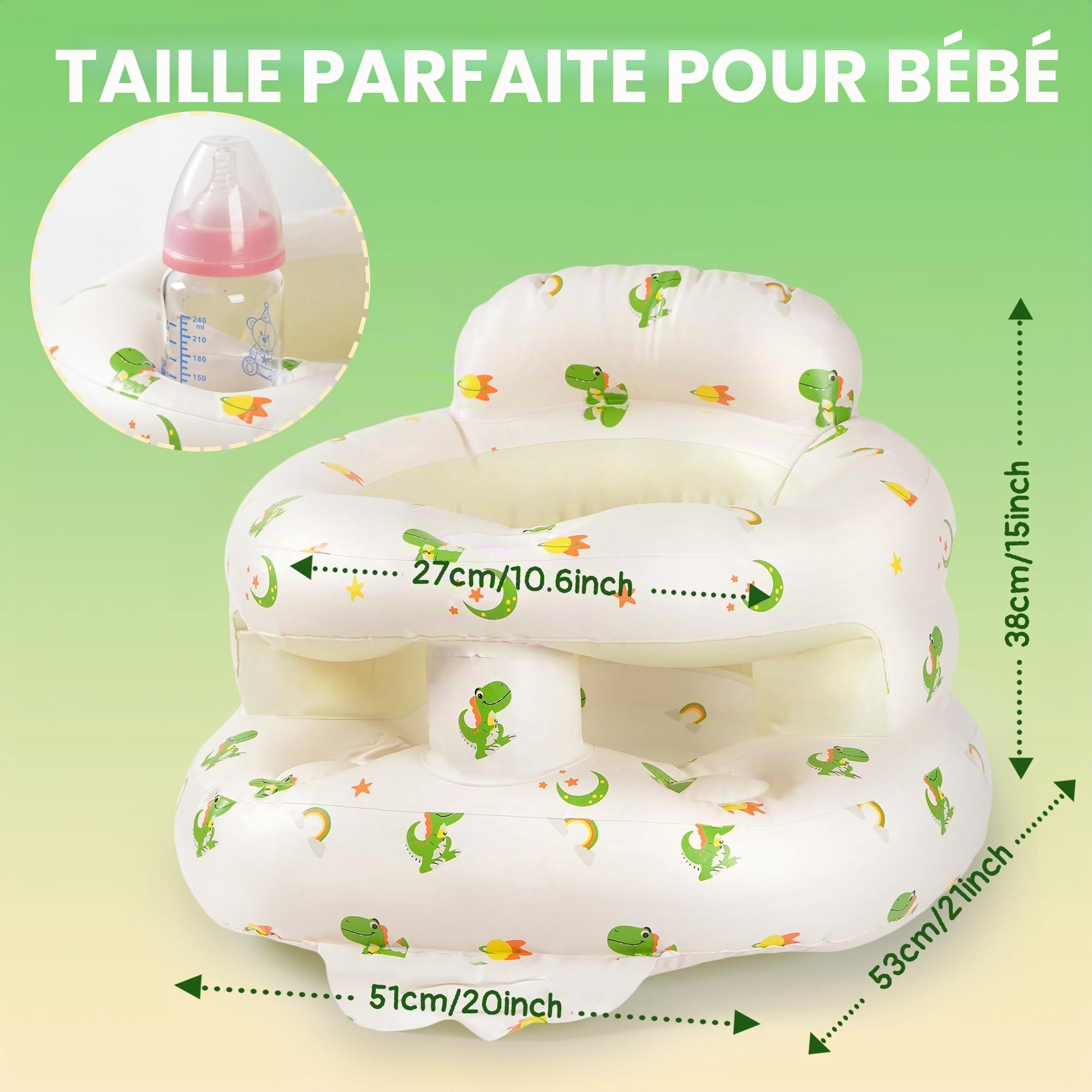 Chaise gonflable bébé 3 mois+ pompe intégrée apprendre s'asseoir douche camping
