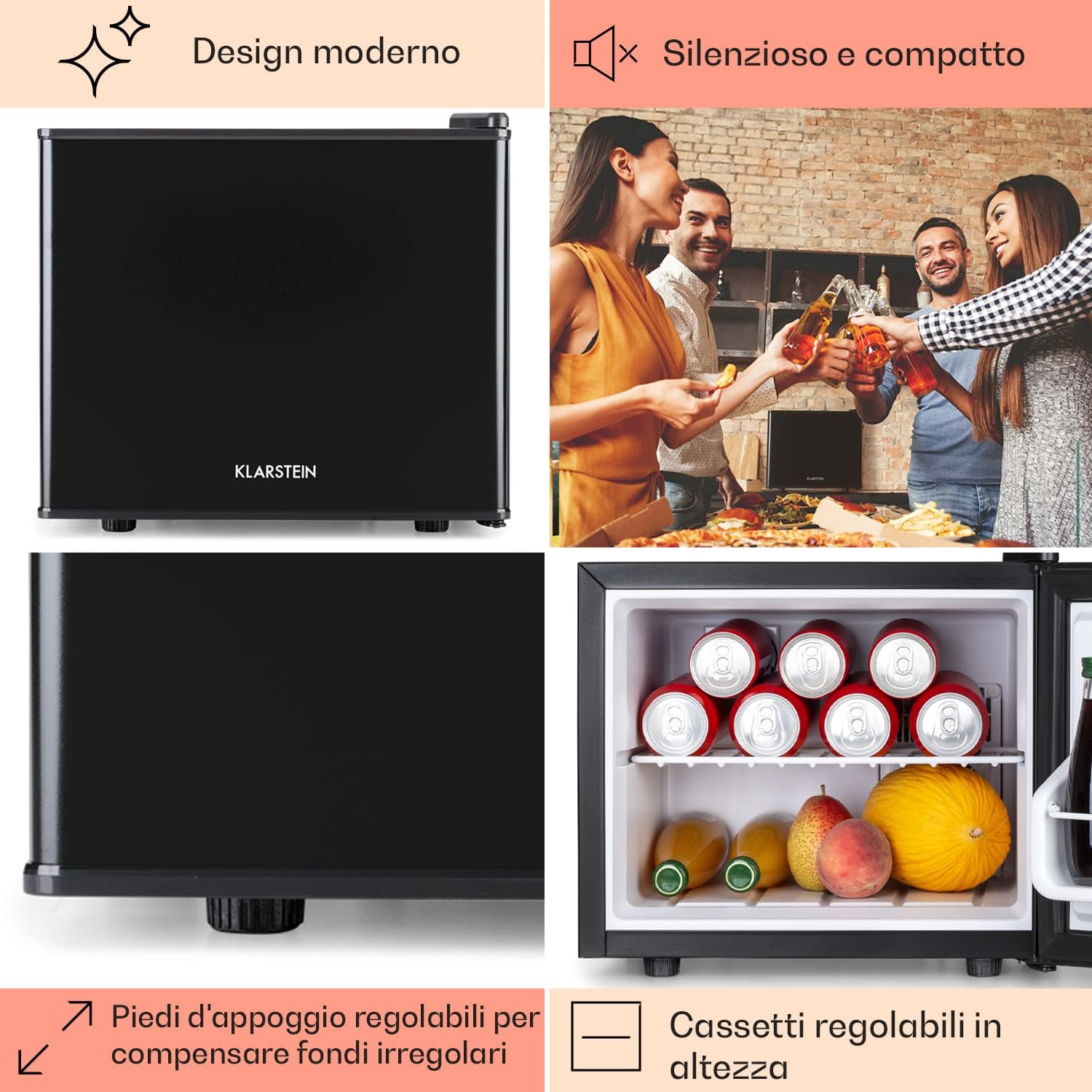 Klarstein Geheimversteck - Minibar, Mini Frigo, Mini Frigorifero per Snack e Bevande, solo 26 dB, Ripiano Estraibile, Regolazione della Temperatura senza Intervalli Predefiniti, 17 L, Argento Klarstein Geheimversteck - Minibar, Mini Frigo, Mini Frigorifero per Snack e Bevande, solo 26 dB, Ripiano Estraibile, Regolazione della Temperatura senza Intervalli Predefiniti, 17 L, Argento