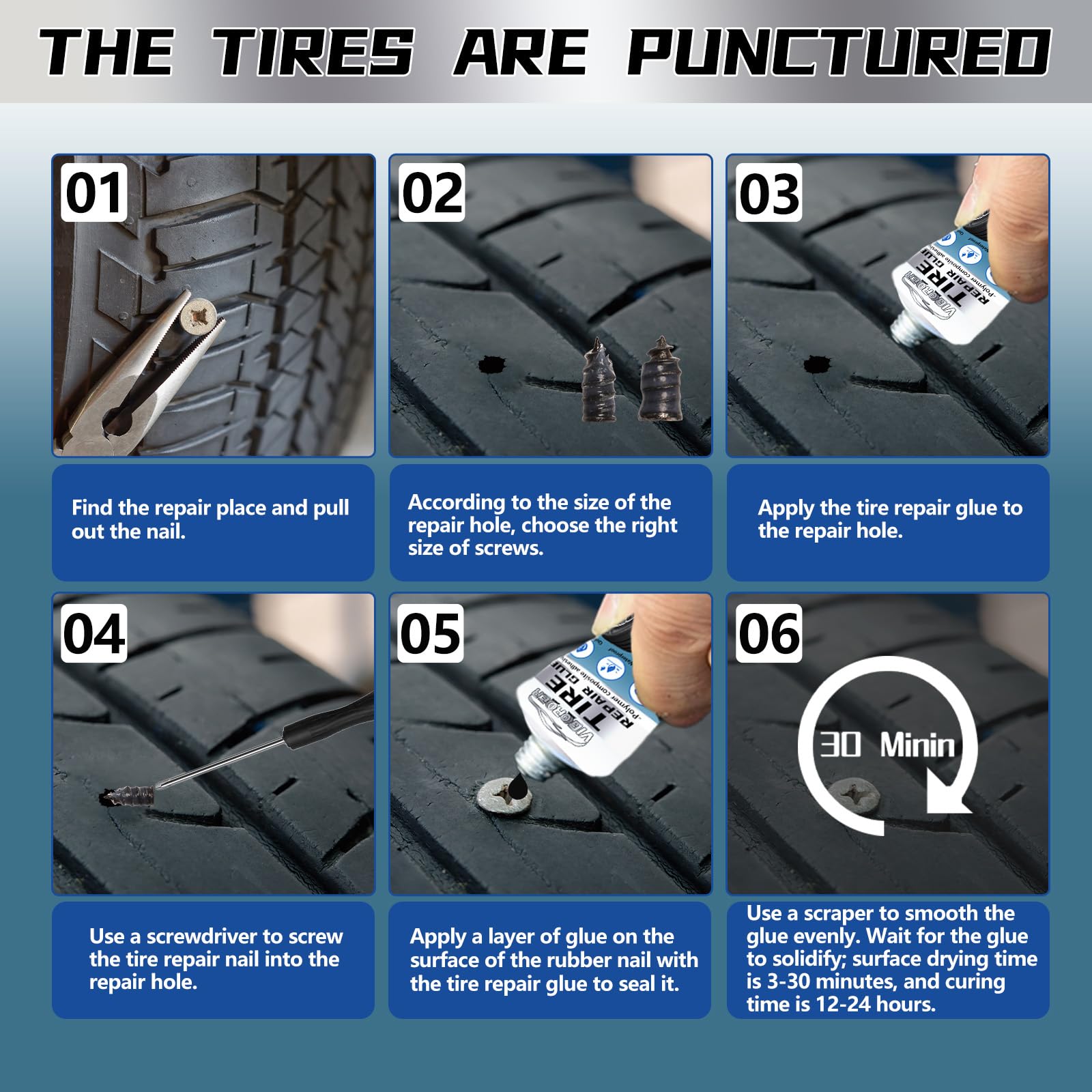 Tire Repair Glue Rubber Cement for Sidewall Fixes Suitable for Car Motorcycle Bike Jeep Off-Road Truck Tractor 20ML — view 5