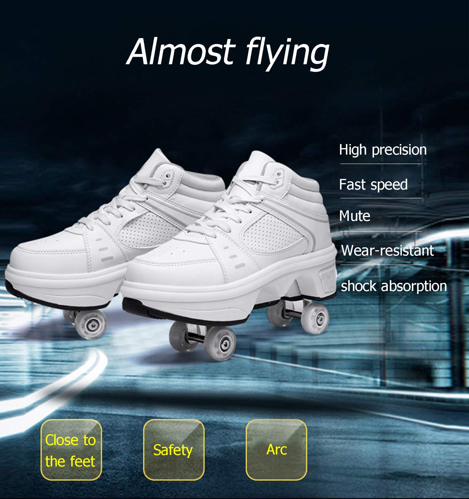 Yxhuiyxhui Deformation Roller Shoes Unisex Led Skating Shoes Pop