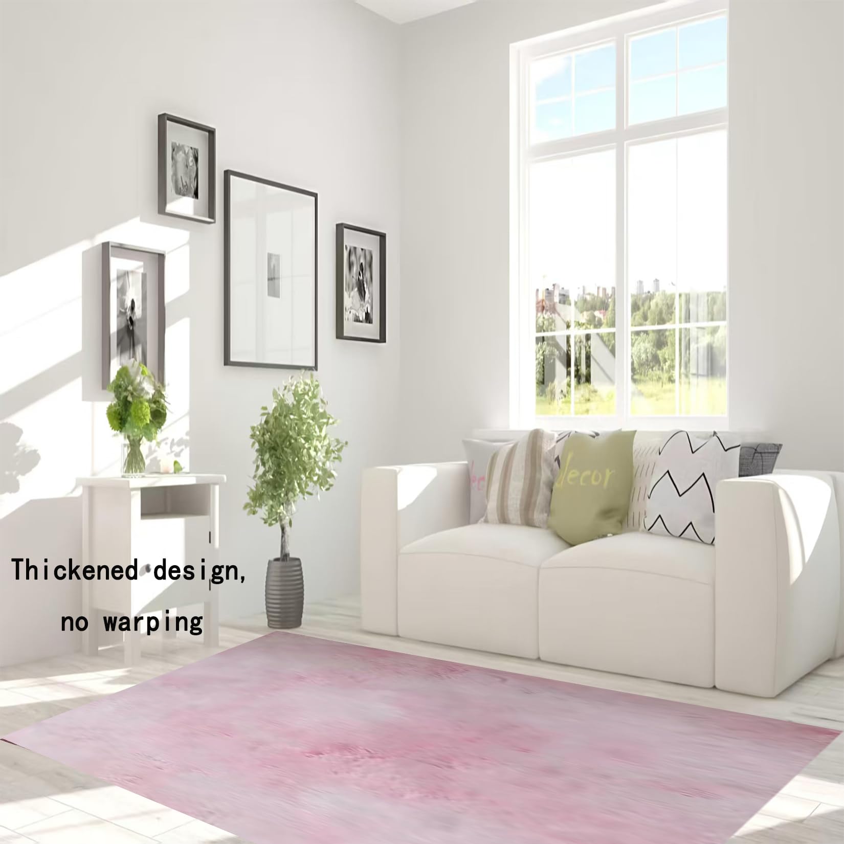 Dywan Do Sypialni 190 x 200 cm Absorpcja Dźwięku I Redukcja Hałasu Geometryczne Dywany Zewnętrzne, Różowy