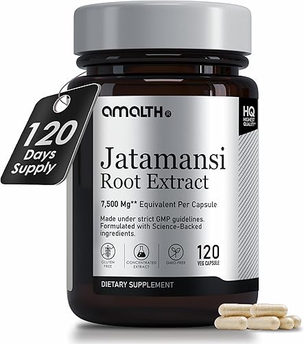 AMALTH Extracto de Jatamansi 500 mg de fuerza de raíz de espiga - 120 cápsulas vegetales (Nardostachys jatamansi) Hierbas y suplementos veganos sin