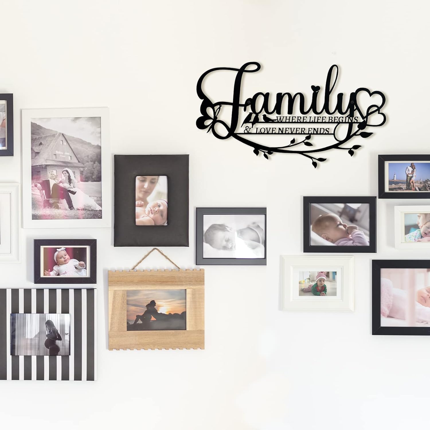 Family Sign Black Metal Wall Art Decor