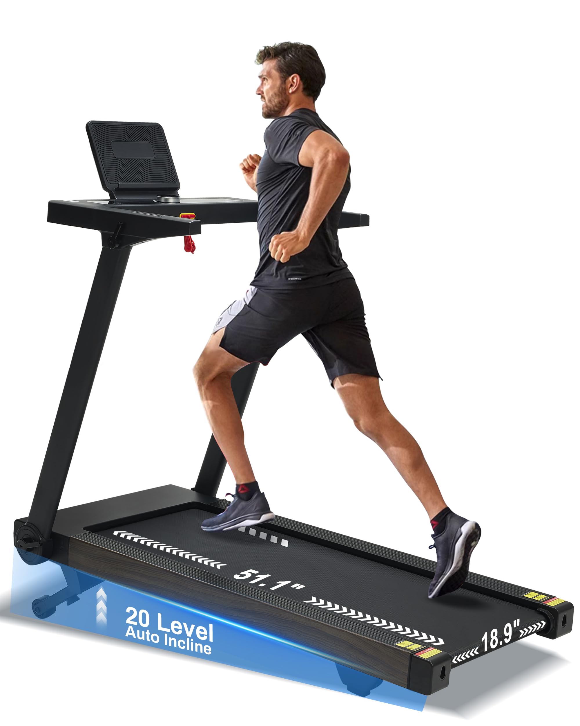 Treadmill with Auto Incline, BORGUSI Heavy Duty Treadmill for Home, Wide Belt