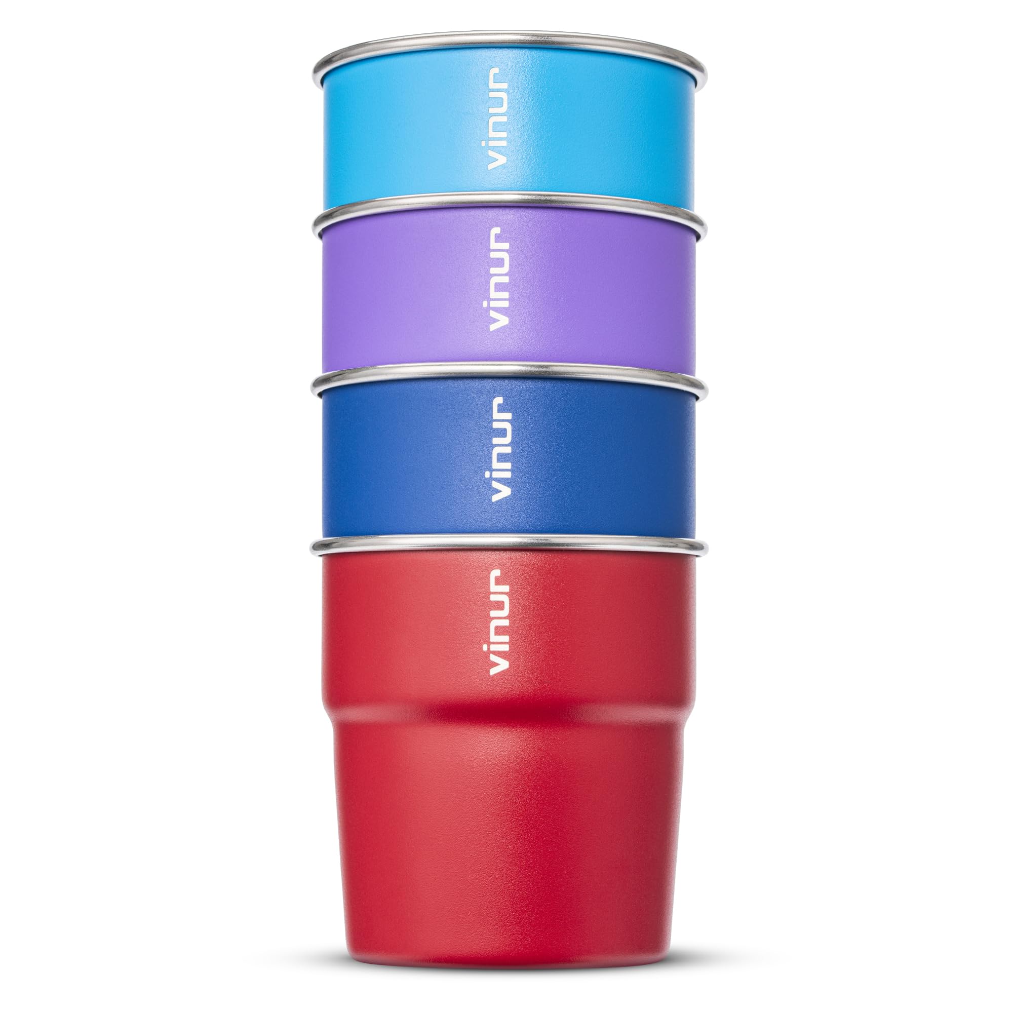VINUR 8 oz Stainless Steel Cups 4 Pack Tumbler Stackable Metal Drinking Glasses for Travel Camping Outdoors Canyon