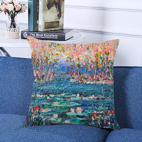 Miniatura 2 de Fundas de almohada cuadradas decorativas Monet, lirios de agua, sofá, cama, fundas de cojín de 18 x 18 pulgadas