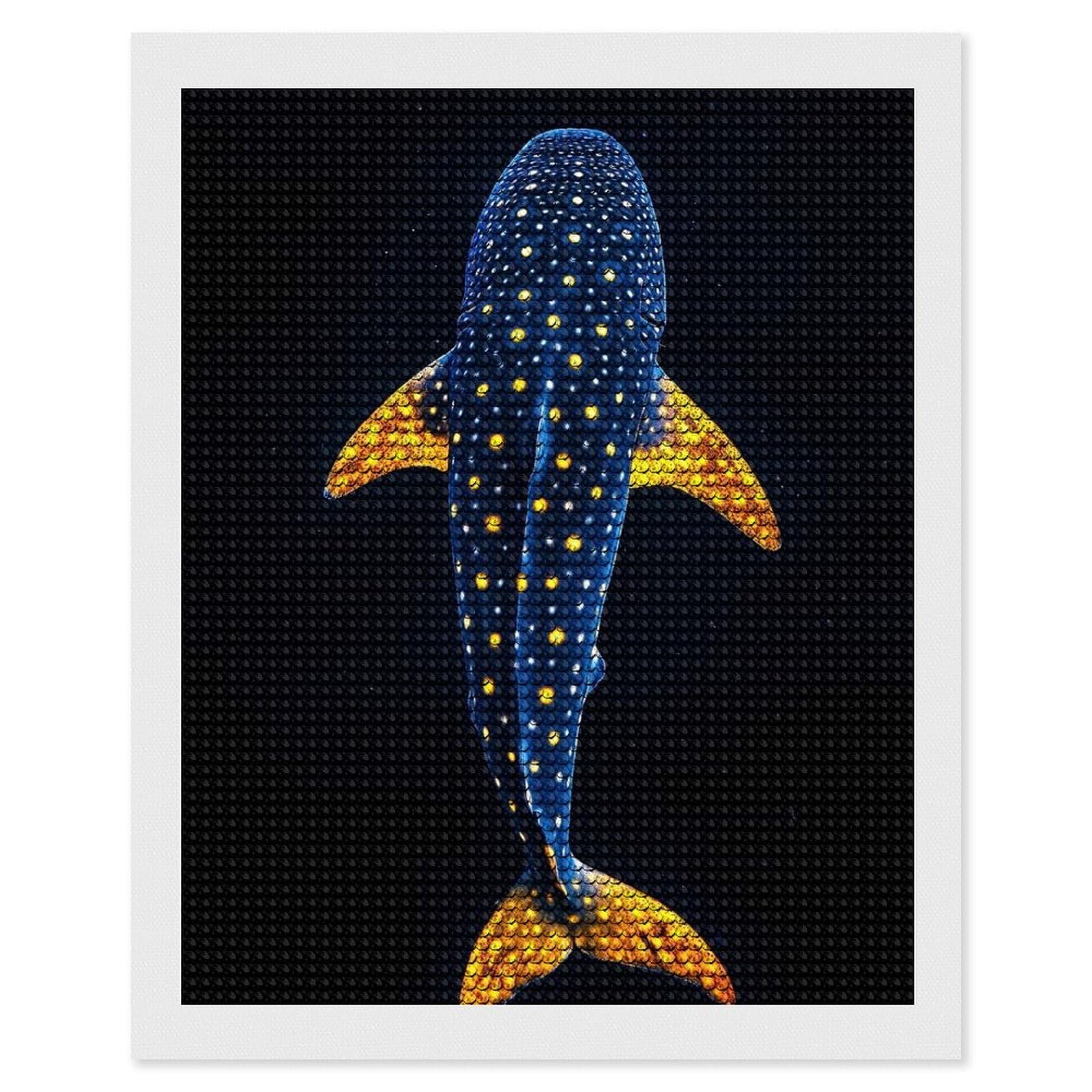 Junmoney Whale Shark in The Dark Ocean Full Drill Diamond Painting Kit 16"x20", for Teens, Calming Craft to Unwind, Home Wall Decor, Christmas Gift