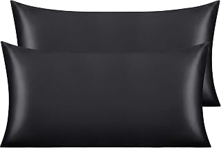 NTBAY 2 Pack Satin King Pillowcases for Hair and Skin, Luxurious and Silky Pillow Cases with Envelope Closure, 20x36 Inches, Black