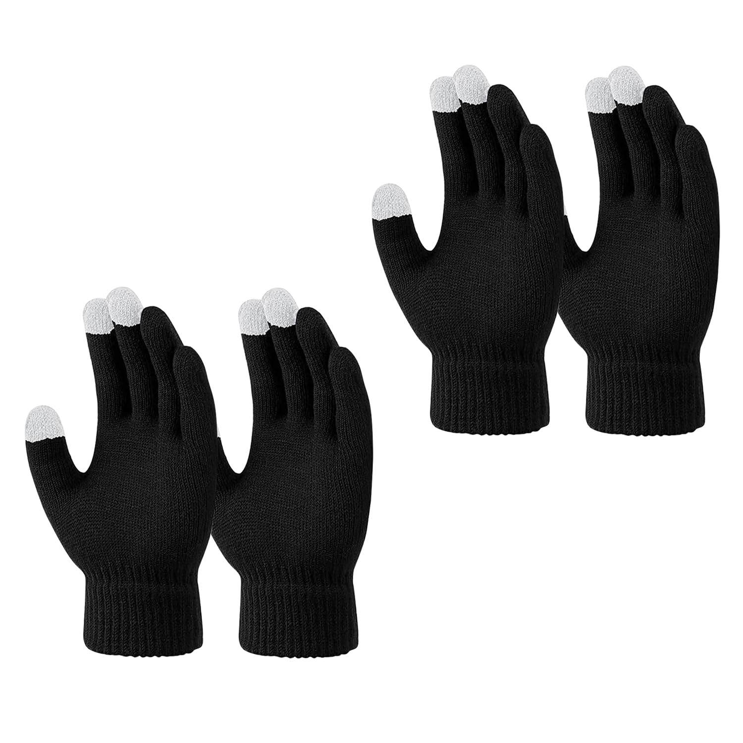Woolen Winter Gloves for Men & Women | Warm Knitted Touchscreen Gloves | Anti-Slip Thermal Hand Gloves for Cycling, Driving & Outdoor Use - Pack of 2 - Assorted Color