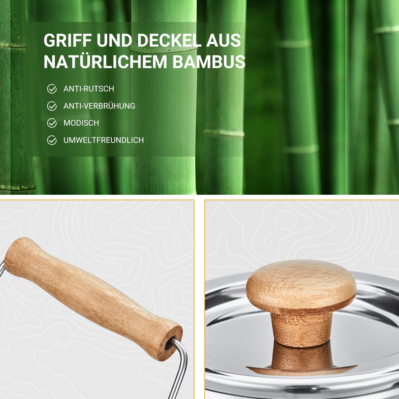 KingCamp Camping Wasserkocher 1,2L Edelstahl Teekanne mit hitzebeständigem Bambusgriff & Teesieb, Outdoor Wasserkessel für Gaskocher und Lagerfeuer, Leicht & Kompakt für Camping,Picknick und Wandern
