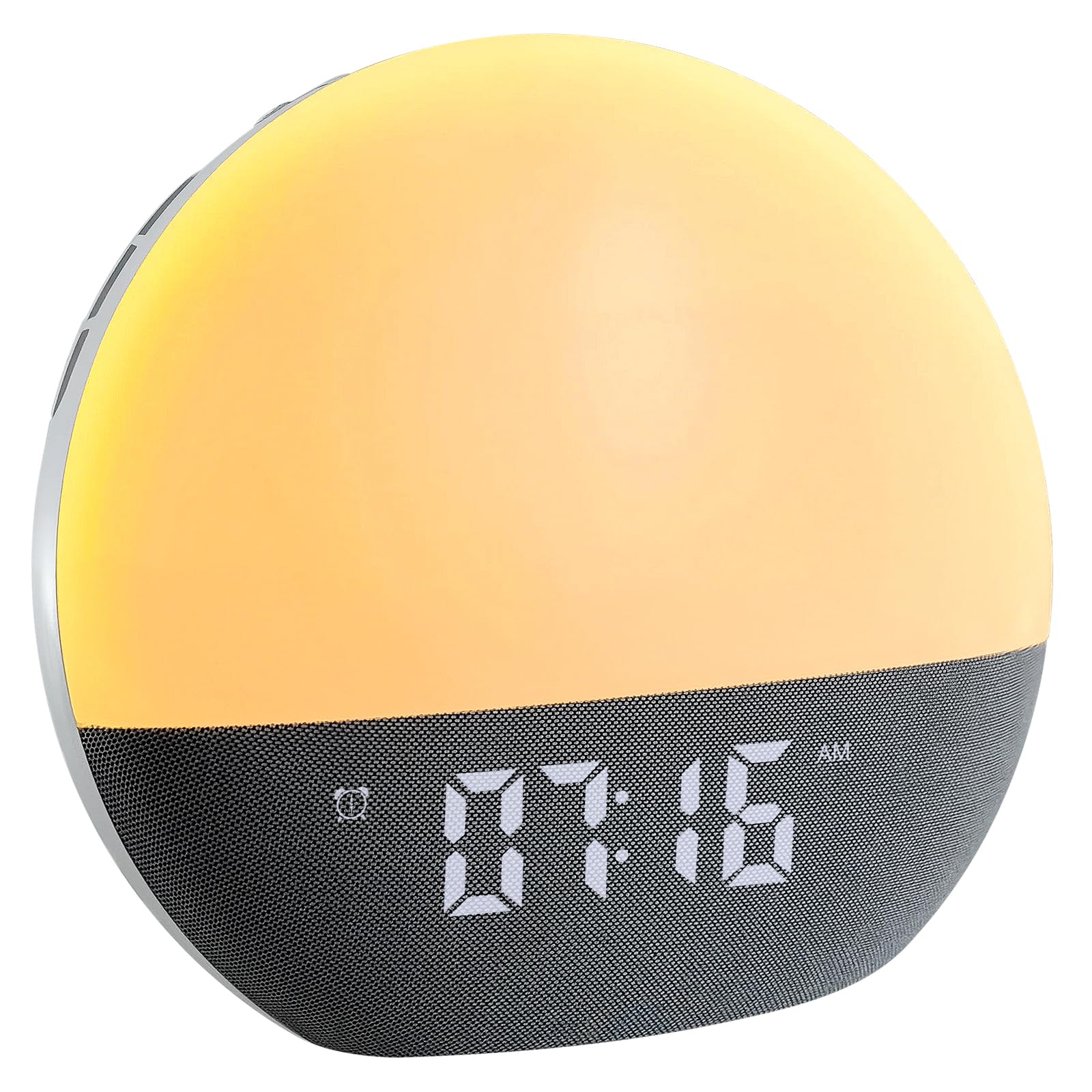 Sveglia Luminosa con Simulazione Alba e Tramonto, Altoparlante Bluetooth e Radio FM, 20 Rumori Bianchi, Colori RGBIC, Lampada da Comodino in Tessuto Morbido, Sveglia per Dormiglioni, Regalo per Camera