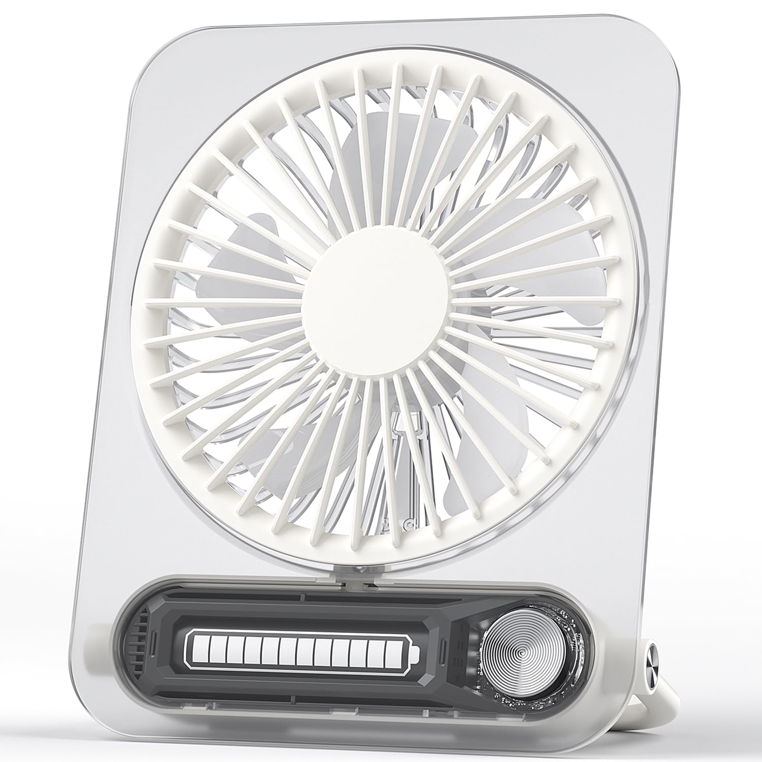 Ventilador de escritorio pequeño, silencioso, ventilador portátil personal, funciona con pilas recargables y alimentado por USB, delgado y plegable, 3 velocidades para escritorio de mesa en