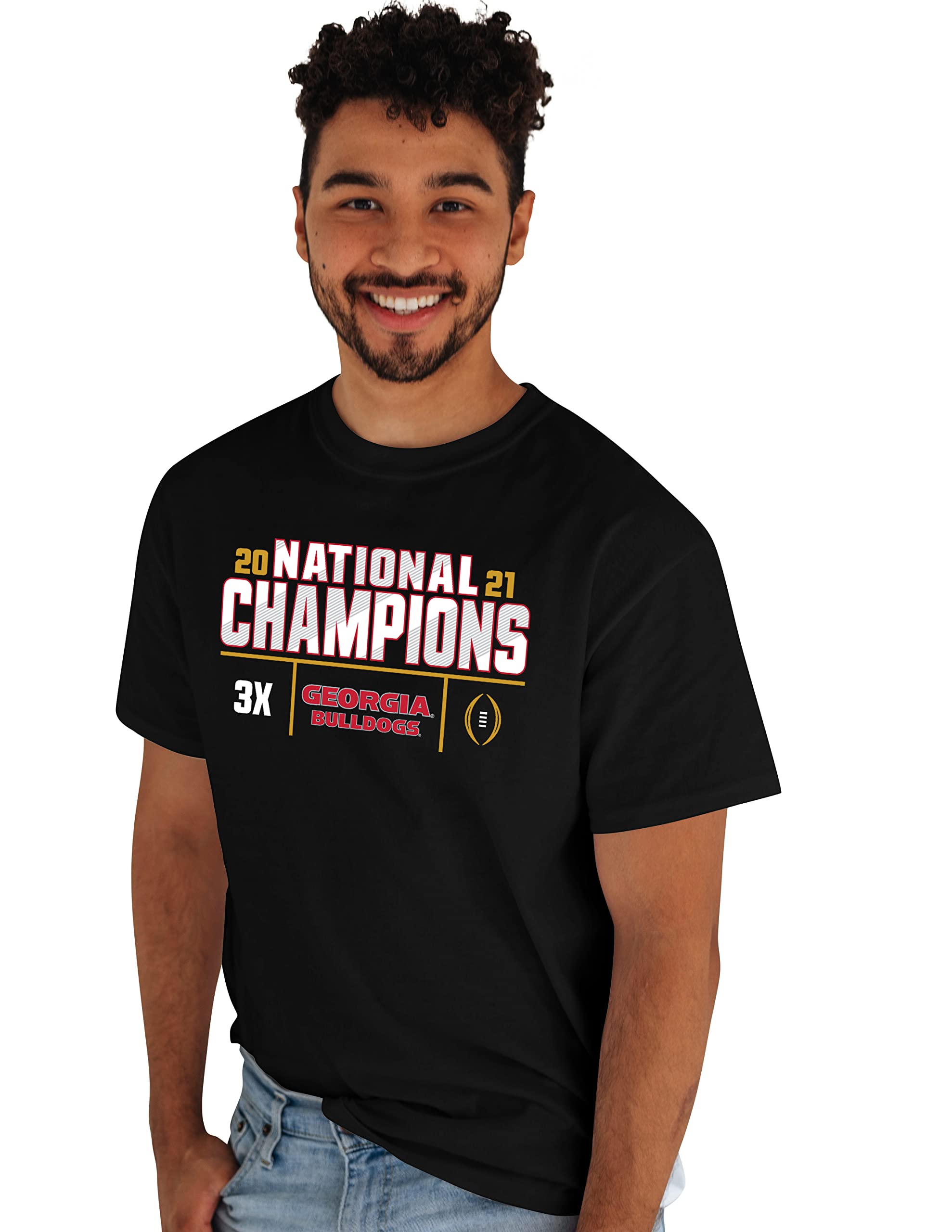 Blue 84 NCAA Mens NCAA Officially Licensed Georgia Bulldogs National Champs T-Shirt 2021-2022 3X Black