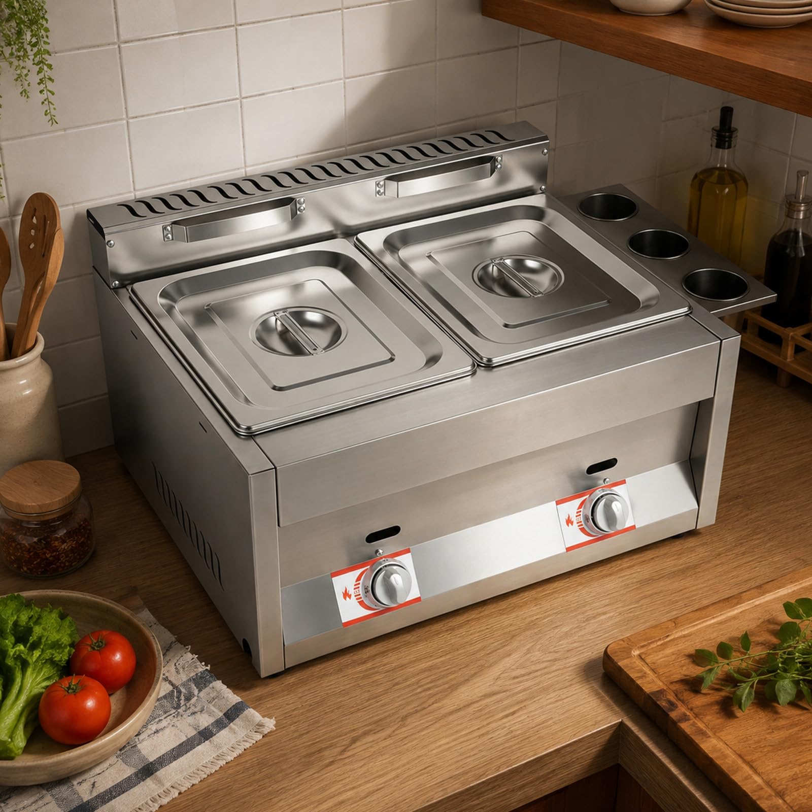 Freidora de gas doble freidora 2 x 6L freidora comercial acero inoxidable