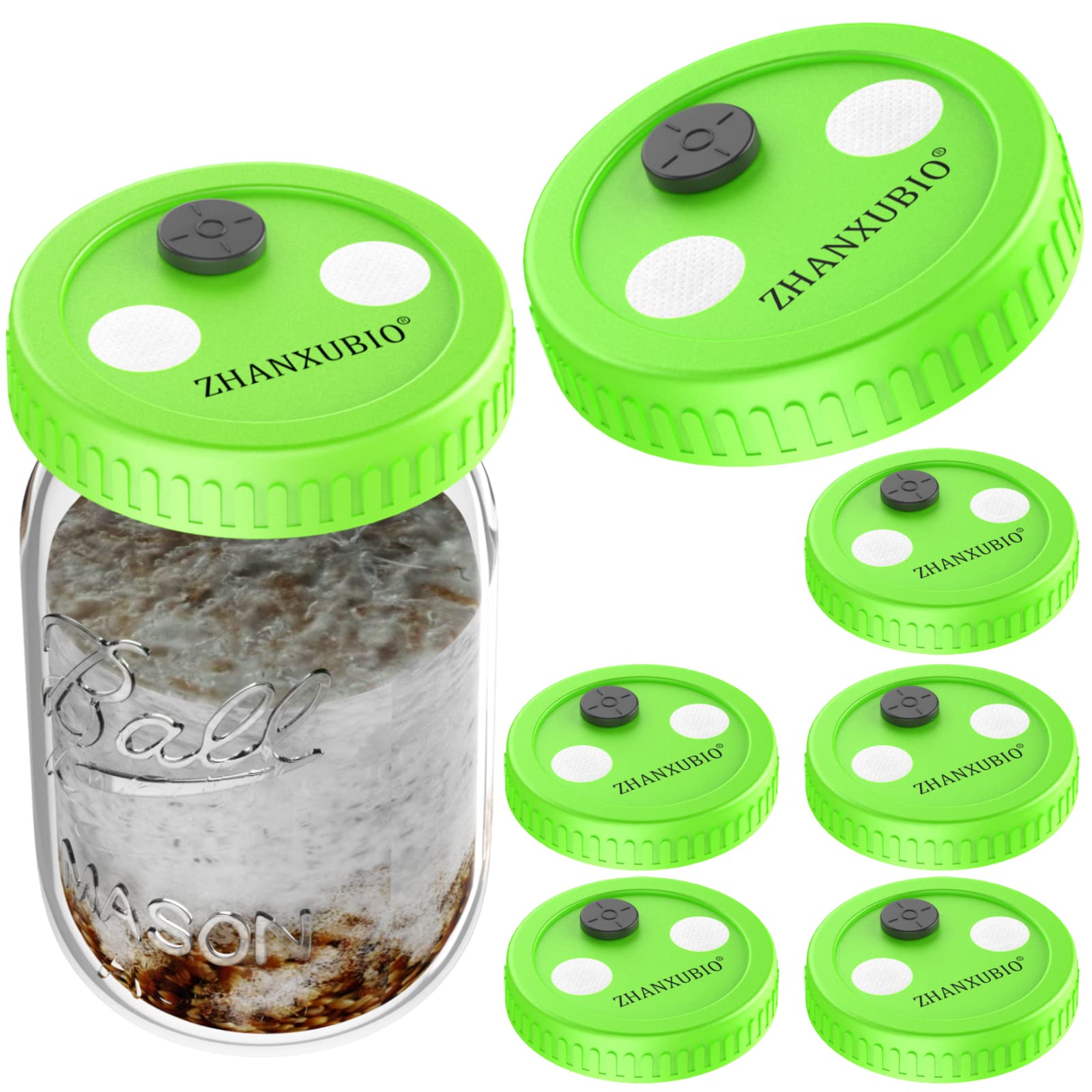 Mushroom Jar Liquid Culture Lid Food Grade Plastic Grain Spawn Cultivation Mason Jar Lid with PTFE Membrane & Self Healing