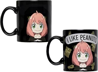 JUST FUNKY Spy x Family Anime Merch Anya Forger I like Peanuts Heat Changing 16 OZ Ceramic Coffee Mug Tea Cup