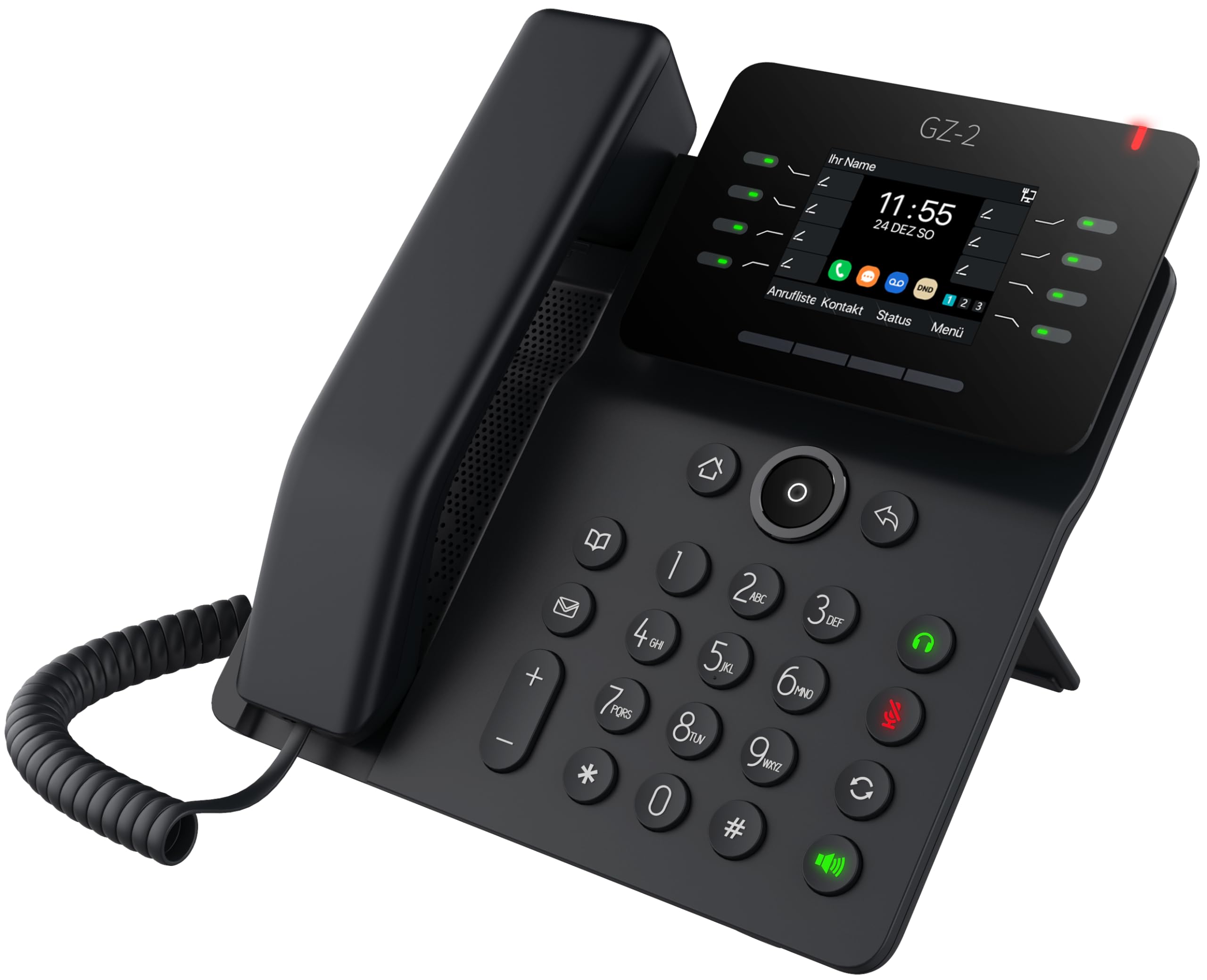 GEQUDIO GZ-2 IP Telefon VoIP mit Netzteil für FritzBox, Telekom Speedport | VoIP SIP Tischtelefon, Sipgate, Farbdisplay, Freisprechen, USB Schwarz