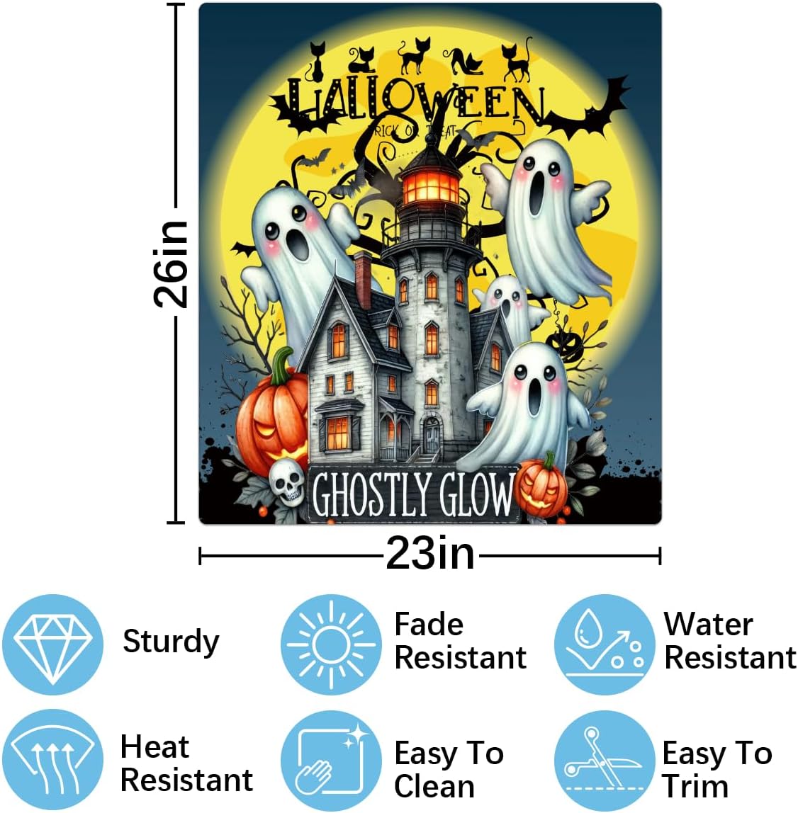 Dishwasher Magnet Cover Front Dishwasher Cover Decoration Reusable Magnetic Door Cover Panel Decal Home Appliances Stickers Kitchen Refrigerator Fridge Halloween Castle Ghosts Pumpkin 23"x26"