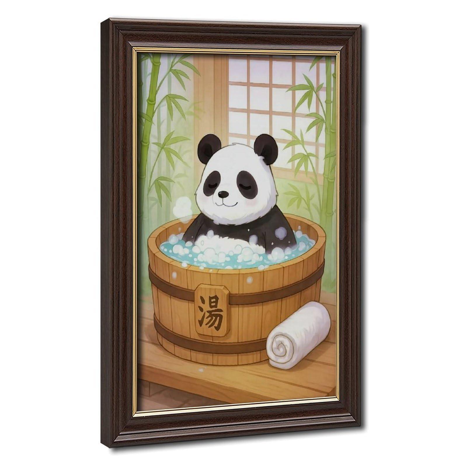 Bareronor Japanese Panda Bath Canvas Poster Bedroom Decor Landscape Office Room Decor Gift 24" L X 36" W