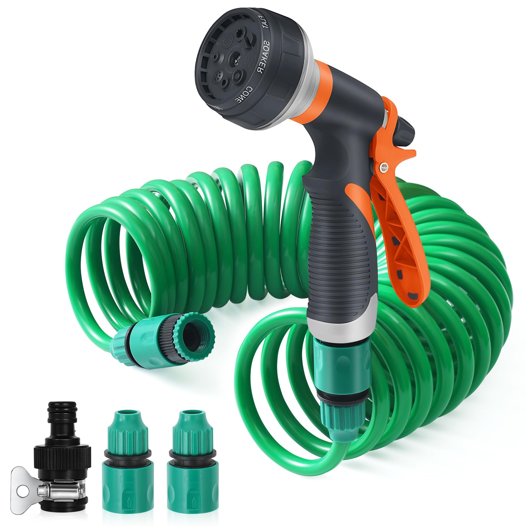 Tuyau d'arrosage spirale extensible pour arroser vos plantes et nettoyer la terrasse en douceur