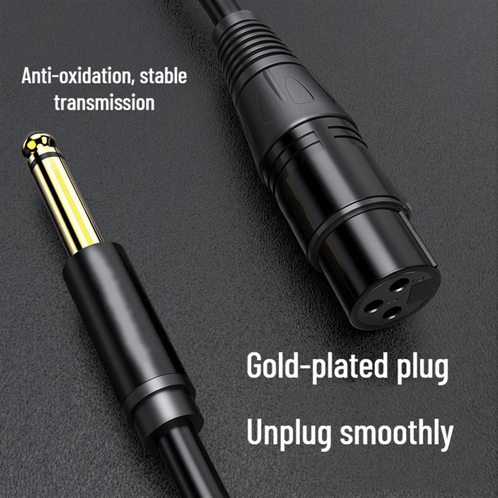 Audiokabel für die Gitarre Klinke 6,35 Mm Auf XLR-Mikrofonlautsprecher Audio-HiFi-Kabel 3-polig Weiblich Auf 6,5 Mm Männlich (Color : Bk-TS-6m)