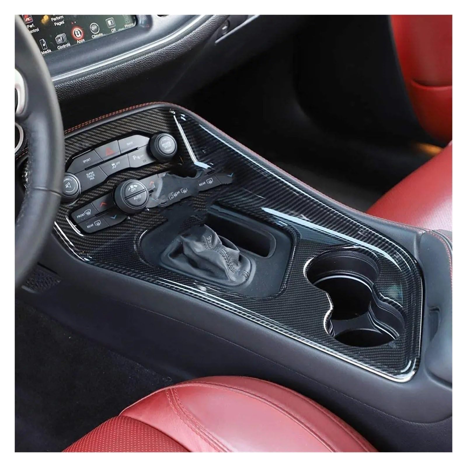 Interior Cover Trim Sticker Car Interior Center Console Gear Shift Panel Frame Cover Trim for Dodge for Challenger 2015
