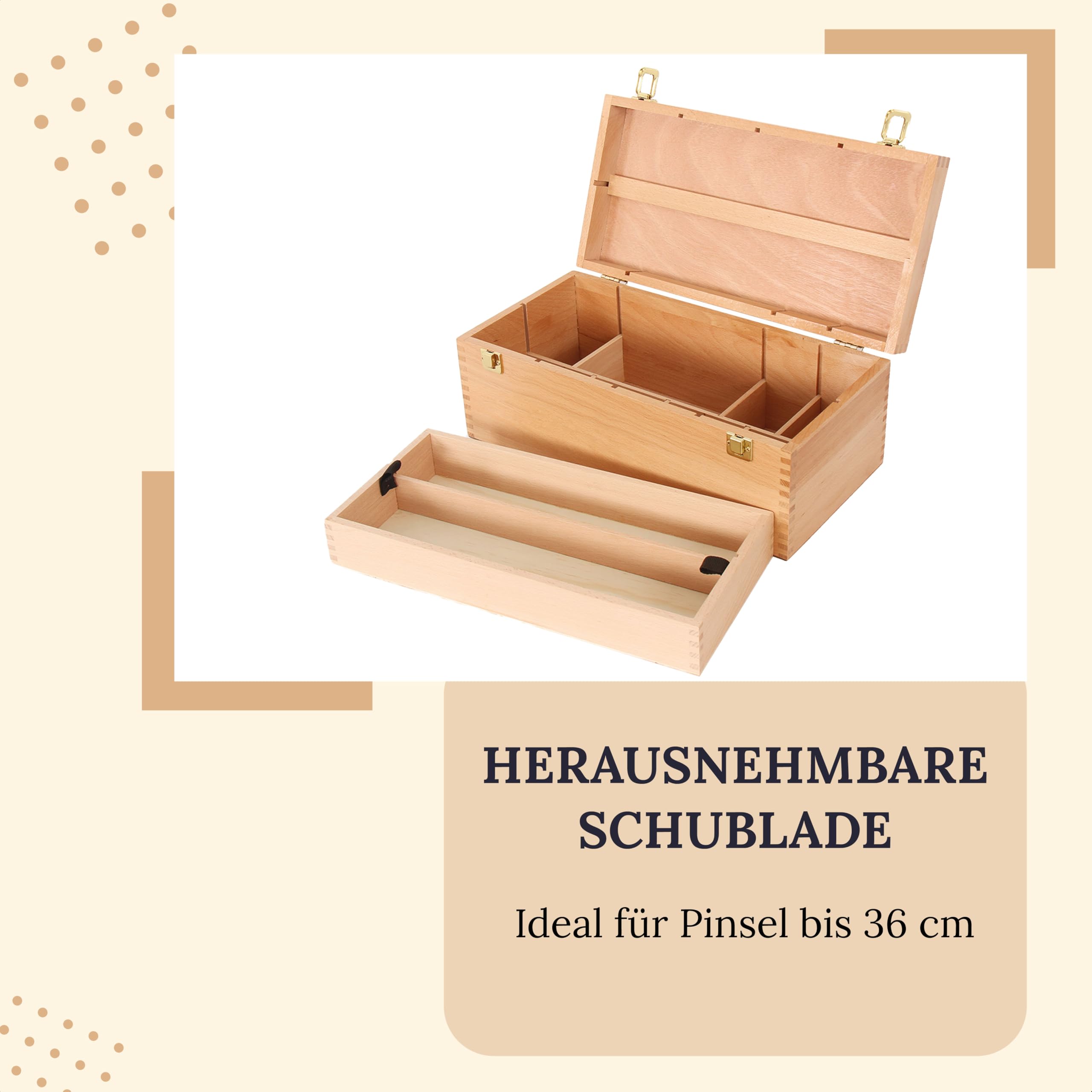 AYOO Malkoffer, Malbox, Malkoffer, Utensellierkoffer, Zeichenkoffer, Pinselbox, Zeichenbox, Kiefernholz
